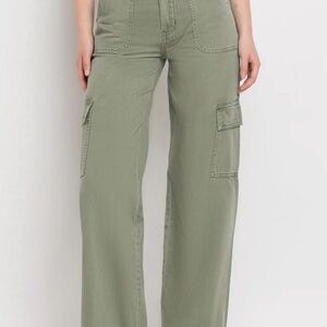 Vervet high Rise Army Olive Green Utility Pants Cargo Wide-Leg Jeans 27